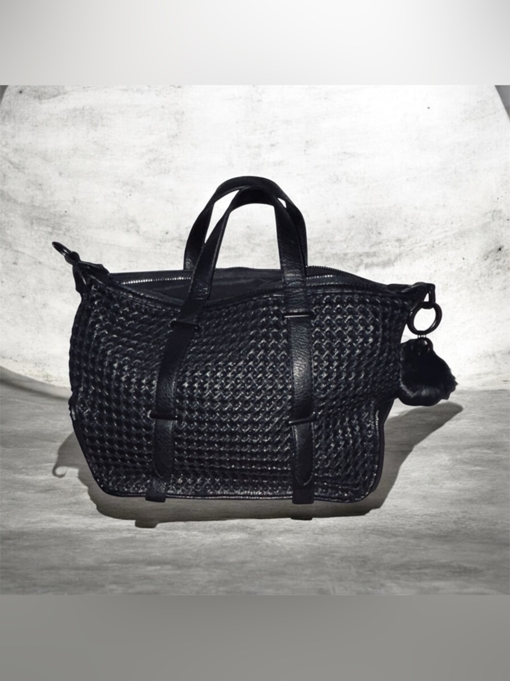 TORRID Black Woven Tote Bag with Top Handles